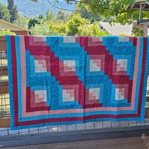 Hand crafted Red, White, Blue Farmhouse Style FULL-SIZED Quilt.